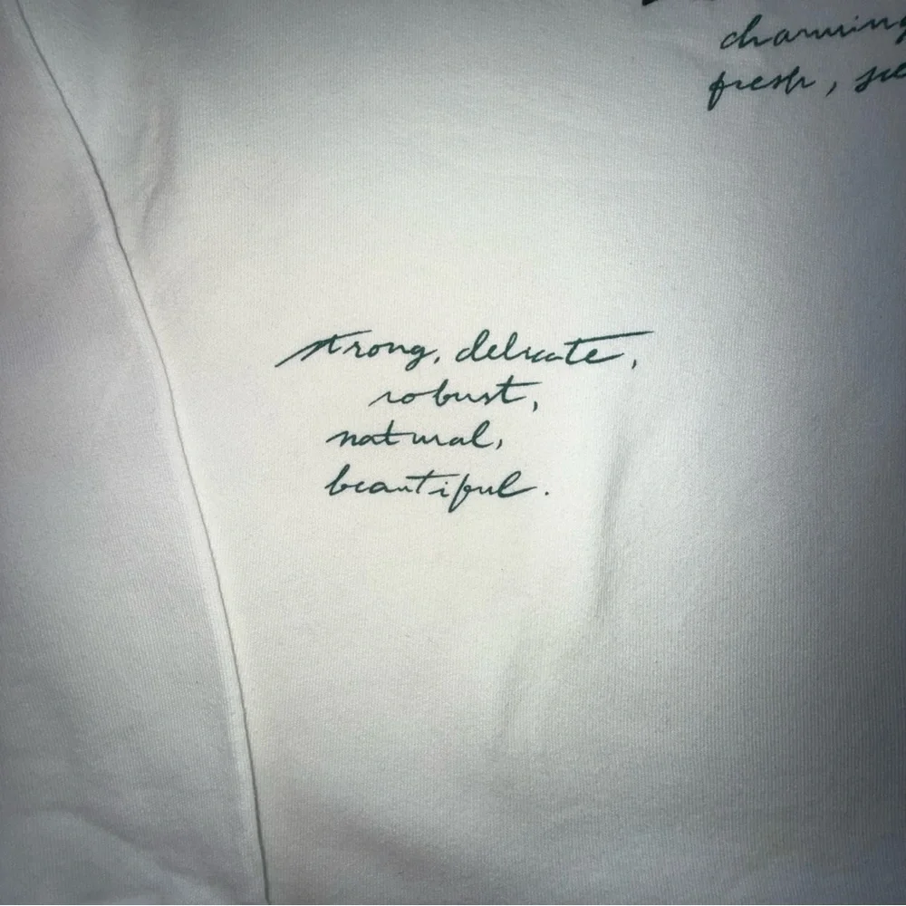 Zara White Botanic Bloom Crewneck Sweater Medium